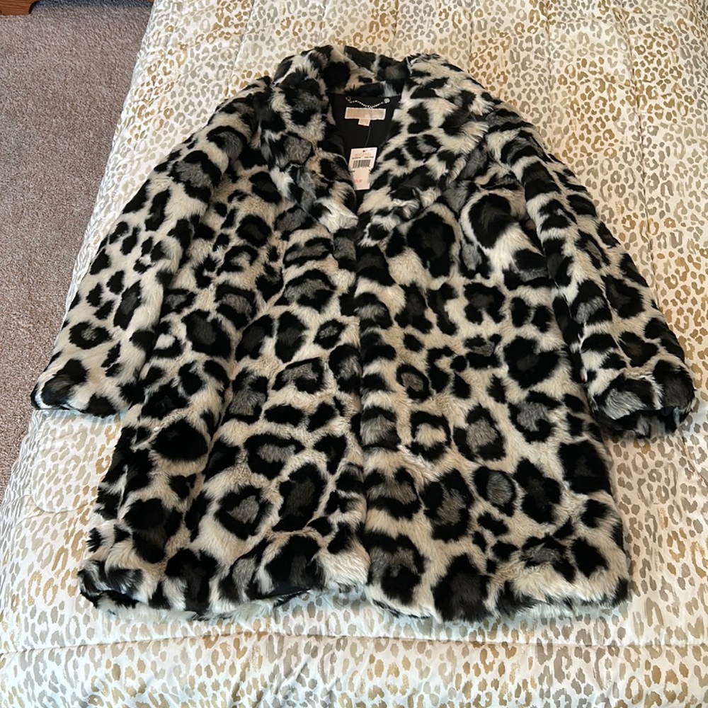Leopard fur long coat